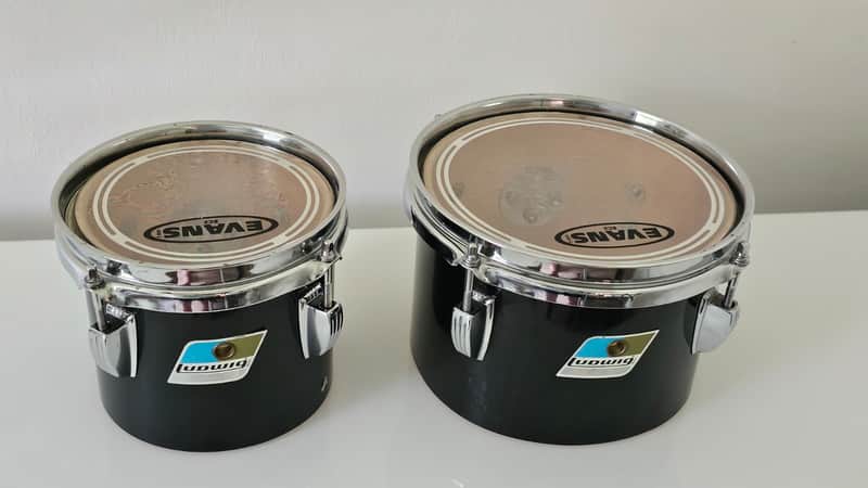 Ludwig Octaplus 6"+8" Dark Blue Cortex Concert Toms w/ Original Double-Tom Mount Bracket BO2 Badge image 1