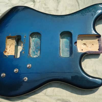Vintage 1982 Kramer Pacer USA Blue Sparkle Burst Semi-Loaded Body- routed image 1