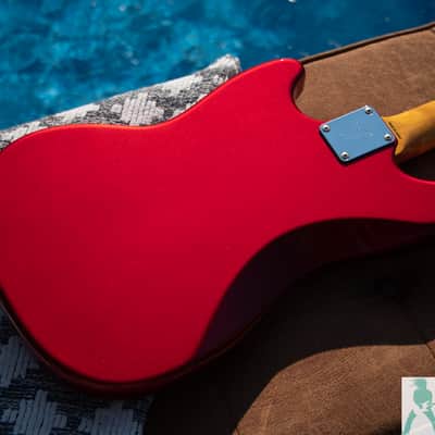 2011 Fender MG-69 '69 Mustang Reissue - Candy Apple Red w Matching Headstock - Pro Set Up w Perfect Frets/Action/Intonation! image 7