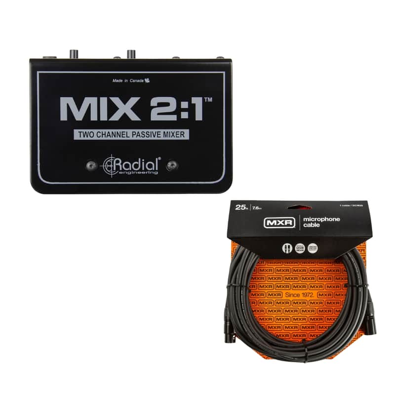 Radial Mix 2:1 2-channel Passive Mixer w/ 25ft. XLR image 1