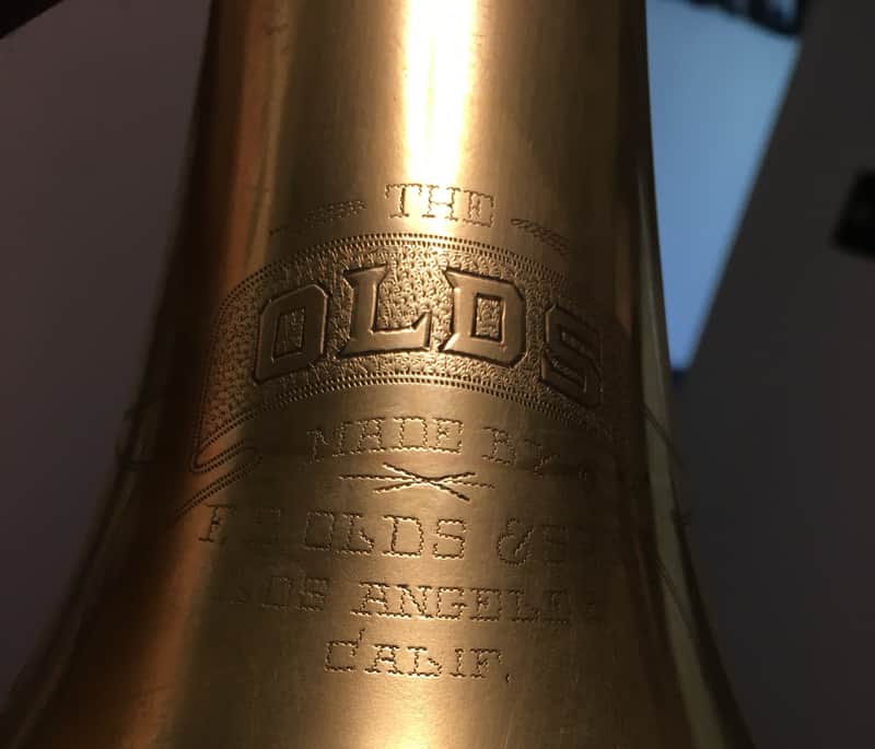 SUMMER DEAL F E OLDS LOS ANGELES .554 / .565 DUAL BASS TROMBONE 10INCH BELL SINGLE ROTAR 1948 EXCELLANT SHAPE ORG. CASE WITH MPC image 1
