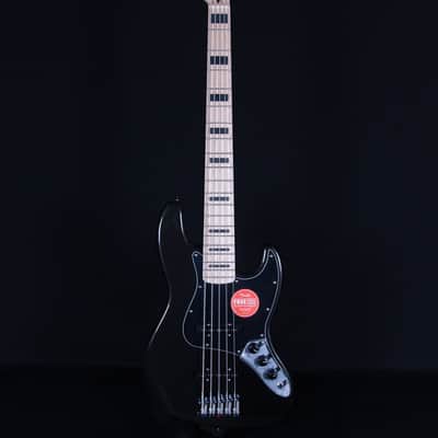 Squier Affinity Series Active Jazz Bass V, Maple FB, Black Metallic image 5