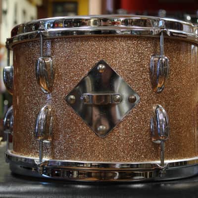 1966 Slingerland Modern Jazz Outfit in Sparkling Champagne Pearl 14x20 8x12 14x14 image 18
