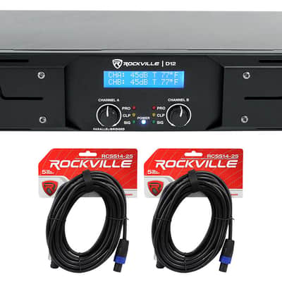 Rockville D12 5000w Peak/1400w RMS 2 Channel Power Amplifier Pro/DJ Amp+Cables image 1