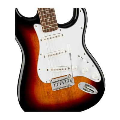 Squier Affinity Series Stratocaster Electric Guitar, Laurel Fingerboard, White Pickguard, (3-Color Sunburst) image 3