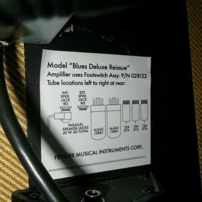 Fender Blues Deluxe Reissue 2-Channel 40-Watt 1x12" Guitar Combo 2005 - Present - Tweed image 8