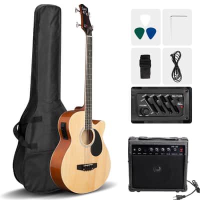 🎸Acoustic Electric Bass Guitar with a Rosewood Fretboard +Soft Case/Gig Bag +Strap +Cable +Picks!🎸 image 10