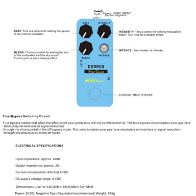 MOSKY Blue Ocean Guitar Chorus Effect Pedal True Bypass Full Metal Shell image 4