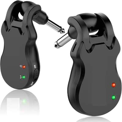 Wireless Guitar System 5.8 Wireless Guitar Transmitter Receiver Rechargeable Audio Wireless Transmitter Receiver 4 Channels Transmission Range for Electric Guitar Bass (Black) image 1