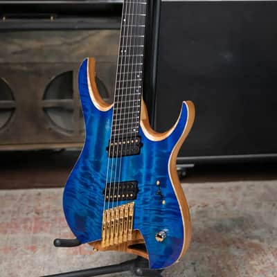 Mayones Hydra Elite VF 7 Electric Guitar - Infinite Blue 4A Curly Poplar image 16