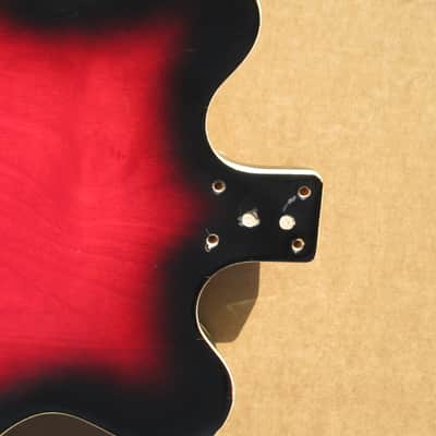Vintage 1960s Univox Red Sunburst Semi Hollow 335 Guitar Body Japan Teisco Nice image 6
