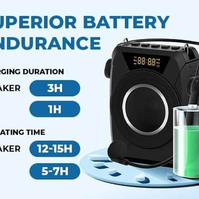 Powerful Portable Voice Amplifier with Bluetooth5.0, Recording and UHF Wireless Microphone Headset - 20W Speaker System for Teachers, Singers, Coaches image 3