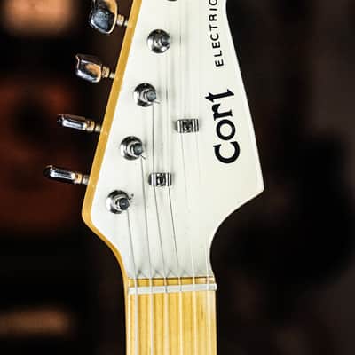 1990s Cort S-style Electric Guitar white / matching headstock image 3