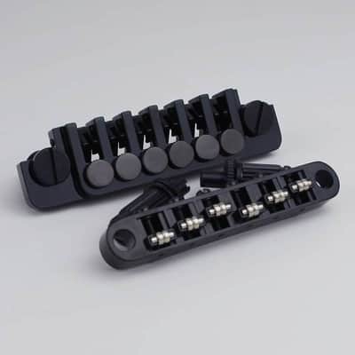 Black Les Paul LP SG Style Guitar Tailpiece Vintage TP6 with Roller Saddles Bridge Tune O Matic image 1