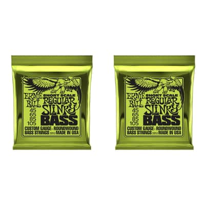 Ernie Ball 2852 Regular Slinky Nickel Wound Electric Bass Guitar Strings (2-Pack) - .045-.105 Short Scale image 1