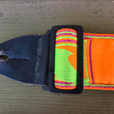 Vintage Circa 1981 Fender Guitar Strap in Rare Orange, Green Pattern! image 3