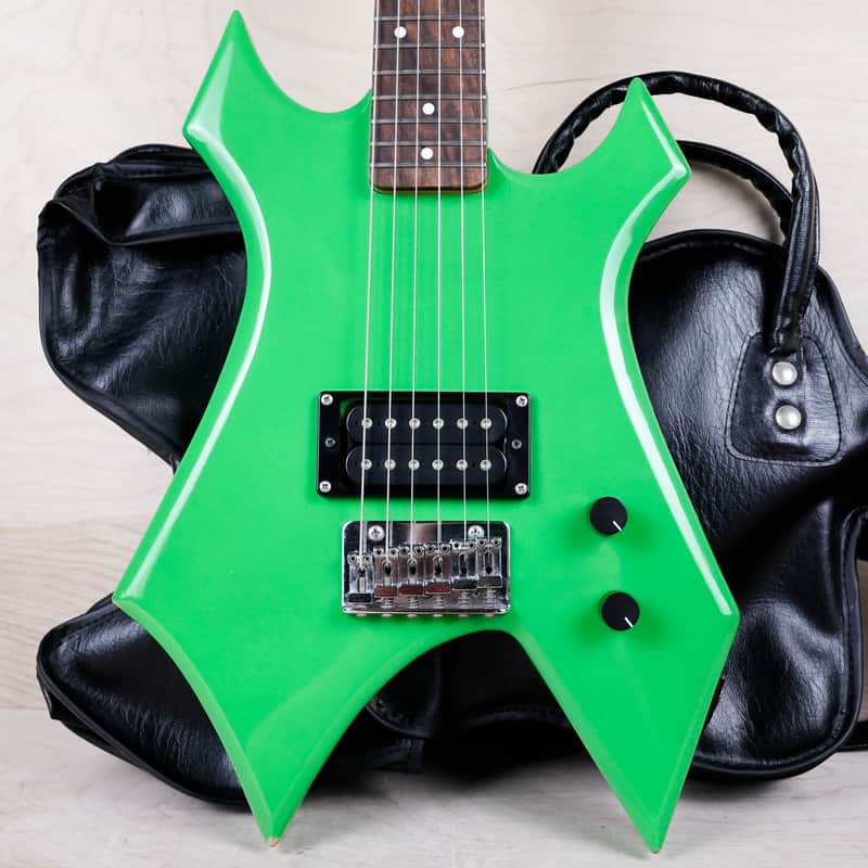 B.C. Rich Warlock WG-035 Mini Guitar 1990's Lime Green Made in Japan MIJ w/ Bag image 1