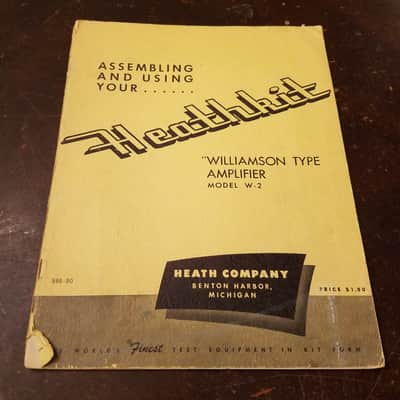 Heathkit Original User, Assembly Manual W-2 Tube Amp Williamson Type Amplifier dual chassis 595-50 1950s - Yellow image 1