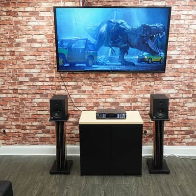Pair Rockville RockShelf 68D Dark Wood 6.5" Bookshelf Speakers+28" Stands+Rack image 19
