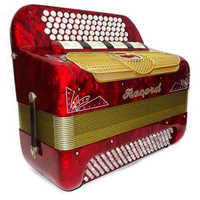 Rare 5 Row Button Accordion Record C System 123 Bass Buttons, made in Italy, New Straps, Original Case 2098, Wonderful Rich sound! image 5
