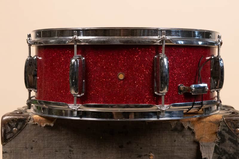 Vintage MIJ 5x14 Red Sparkle Snare Drum image 1