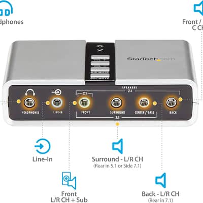 StarTech.com - ICUSBAUDIO7D - 7.1 USB Audio Adapter External Sound Card image 2