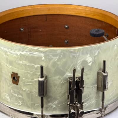 Ludwig WFL 7x14" Twin Strainer 30's Snare Drum - White Marine Pearl image 6