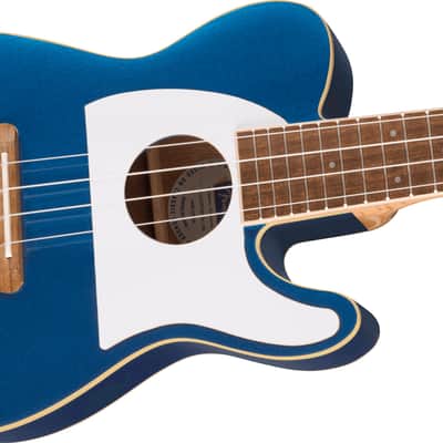 Fender Fullerton Tele Uke Walnut FB White Pickguard Lake Placid Blue image 4