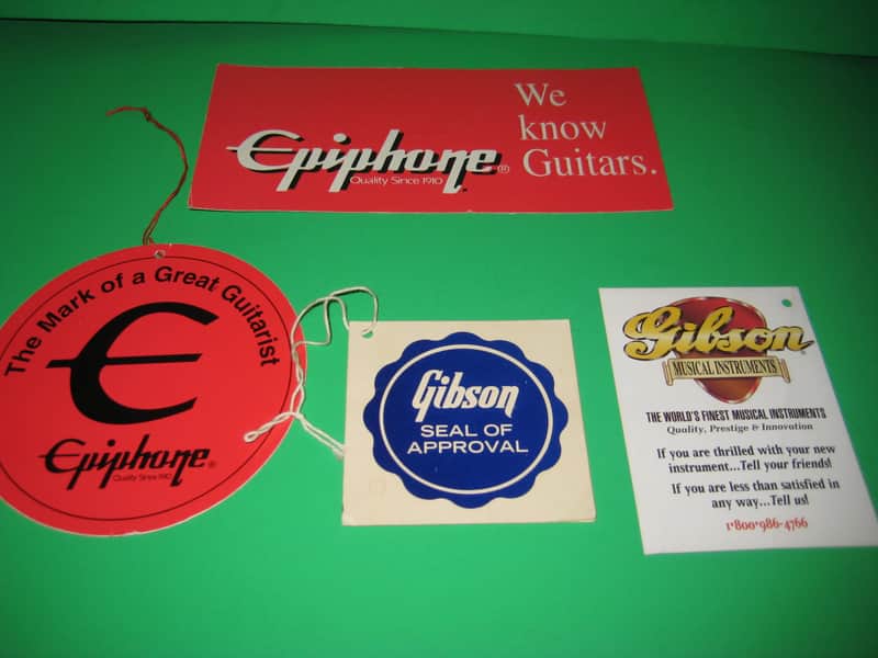 Epiphone Gibson Dealer Display Set of 4 Promo Tags and Sign 1990's Bild 1