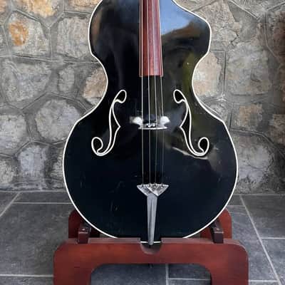 Ultra-Rare 1960 Wandré Naika Double Bass – Made in Italy – Black w/ Carved Lion Headstock & Aluminum Hardware with Hard Case image 3