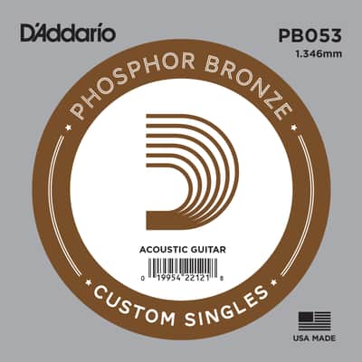 D'Addario PB053 Phosphor Bronze Wound Acoustic Guitar Single String .053
