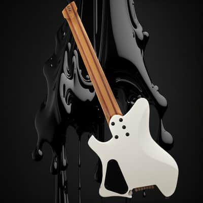 EART GW-7F, 7 String Headless Shape Guitar, Roasted Ash Solid Body, 24F Rounded Ends Jumbo Stainless Steel image 11