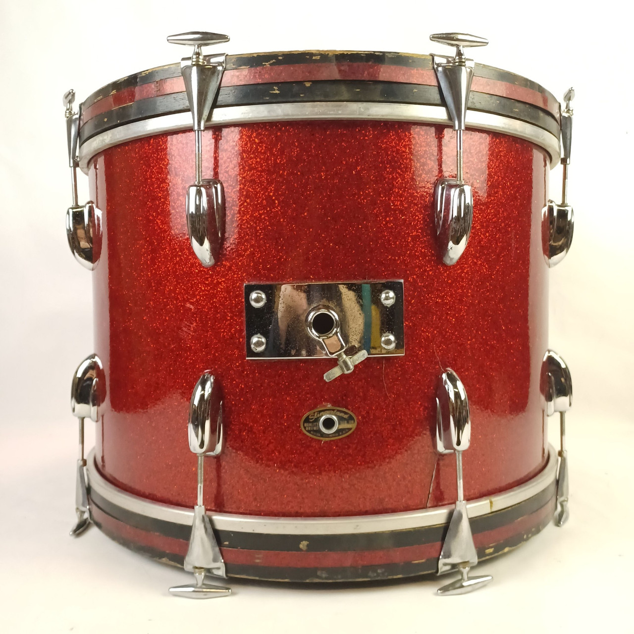 Slingerland 60s 14x20"Red Sparkle Bass Drum Black/Gold Vintage63 Niles 3Ply Kick — main photograph