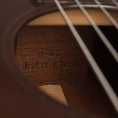 C. F. Martin  0-15 Flat Top Acoustic Guitar (1952), ser. #128138, black tolex hard shell case. image 15