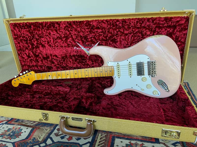 Fender Custom Shop HSS 57 Chicago Special Stratocaster Relic Left Handed 2021 Aged Shell Pink image 1