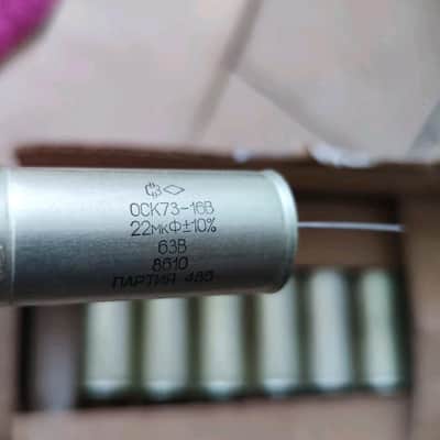 2x k73-16V 22uF 63V PETP Mylar Soviet Capacitors High Quality Soviet NOS Matched Pair image 1