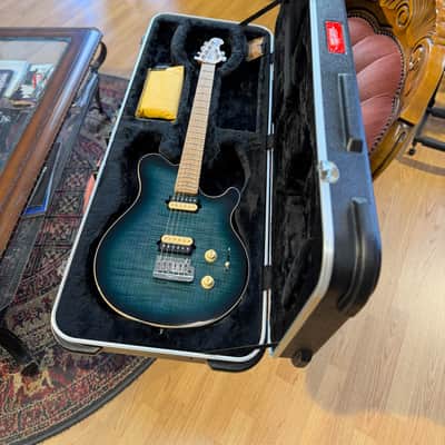 Ernie Ball Music Man Axis Super Sport HH Trem Yucatan Blue Flame 2022 image 10