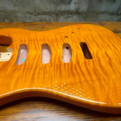 Warmtone CG SSS Strat Style Guitar Body Flamed Maple “Sun” 4.7lbs image 4