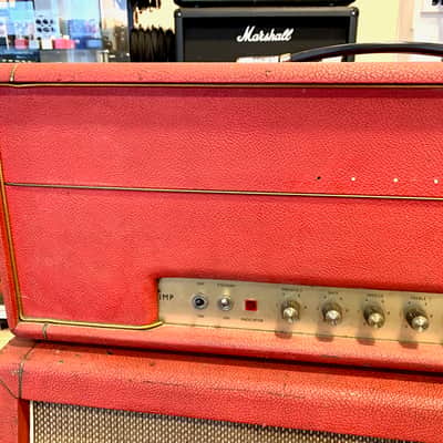 Marshall JMP 1992 Super Bass 100 Watts 1969 & Cabinet 1935 Red Half-Stack image 2