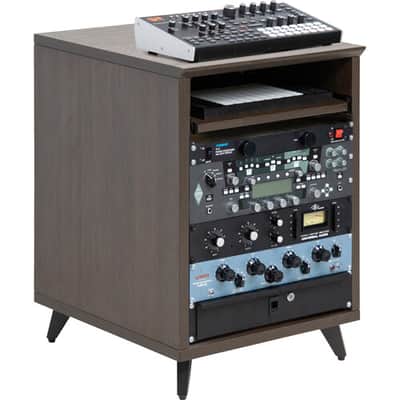 Gator Elite Furniture Series 10U Studio Rack Table in Dark Walnut Finish GELITEDESKRK-BRN image 8