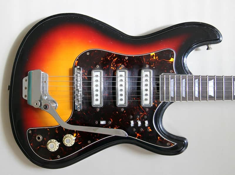 1960's Teisco WG31 Hertiecaster - Sunburst - with LP Neck image 1