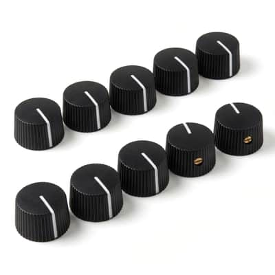 Black Vintage-Style Amplifier Knobs w/ Set Screw (Set of 10) - Fits 6.35mm Pots image 1