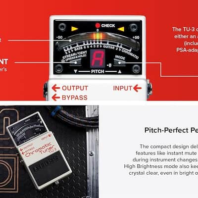 Boss TU-3 Chromatic Floor Tuner for Guitar and Bass | Industry-Standard Performance | Tank-Tough BOSS Stompbox Body | 21-Segment LED Meter | Accurate to +/- One Cent | Accu-Pitch Sign Function image 9
