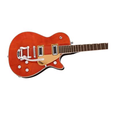 Gretsch G5230T Electromatic Jet FT Single Cut Electric Guitar with Bigsby Mahogany Body Maple Top and Chrome Hardware (Orange Stain) image 3