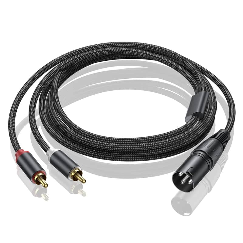 Dual RCA to XLR Male Y Splitter Patch Microphone Cable 3FT, 1 XLR Male to 2 RCA Male Y Adapter Cord Cable image 1