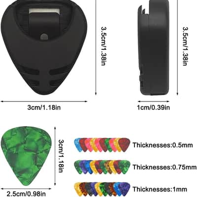 40 pcs Guitar Accessories, 30 Guitar Picks and 10 Pick Holder on Guitar, 0.5, 0.75, 1.0 mm image 2
