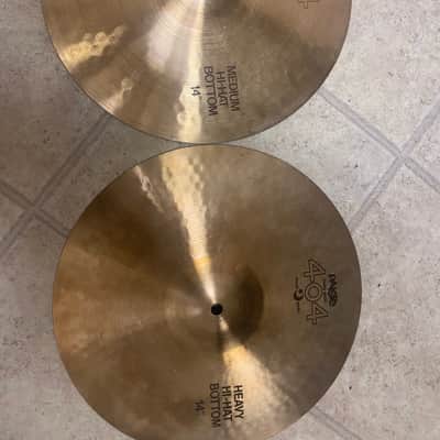 Paiste 14” 404 "Brown/ black Label" Heavy Hi-Hat Cymbals (Pair) 1980 - 1985 - Traditional image 1