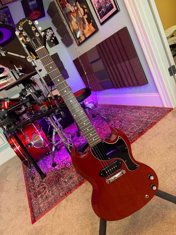 Gibson SG Junior 2020, Vintage Cherry, Lightning bar, OE case