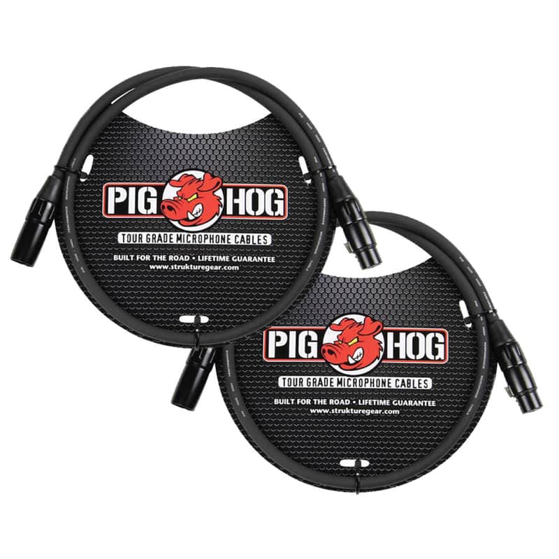 2-Pack Pig Hog PHM3 8mm Tour Grade Microphone XLR Cable 3ft - New image 1