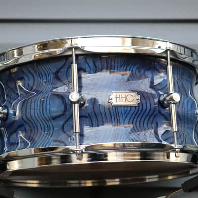 HHG Drums 14x7 Contoured Ash Stave 2022 Ocean Blue High Gloss Lacquer image 4